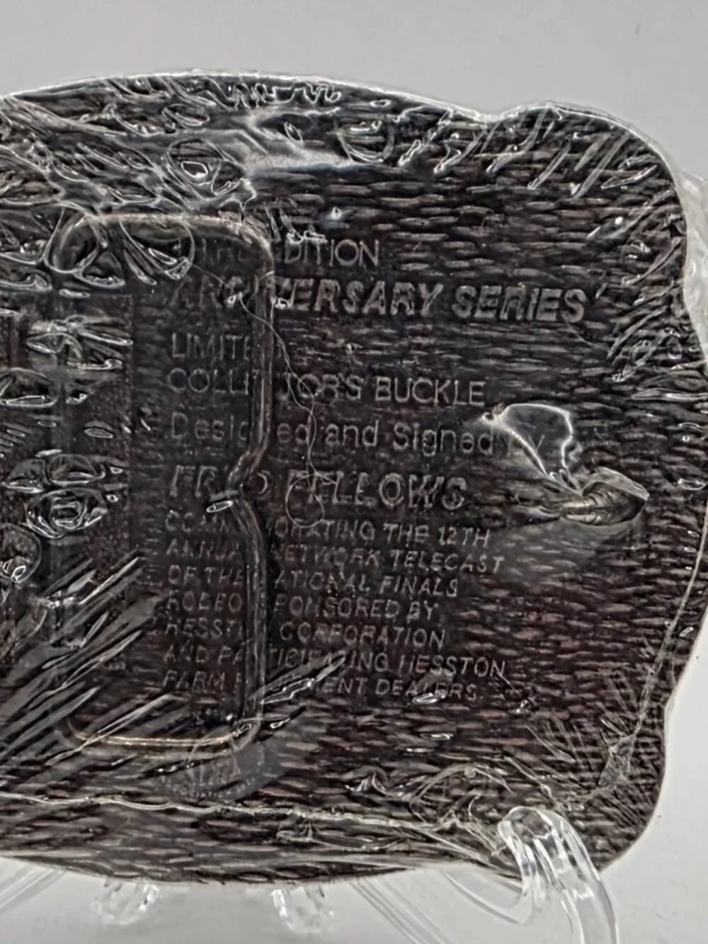 Vintage HESSTON NFR 1985 National Finals Rodeo Embossed Belt Buckle New Sealed